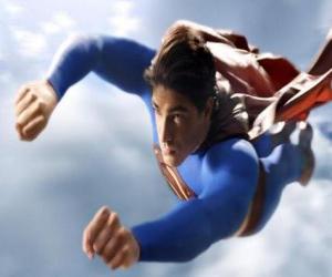 yapboz Superman göğe uçan kapalı yumruk ve takım ceket ile